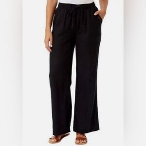 Briggs New York Black Wide Leg Linen Pants